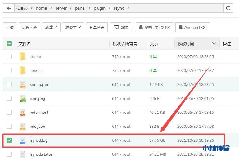 宝塔面板lsyncd.log文件占用空间过大可以清理吗?-小林博客