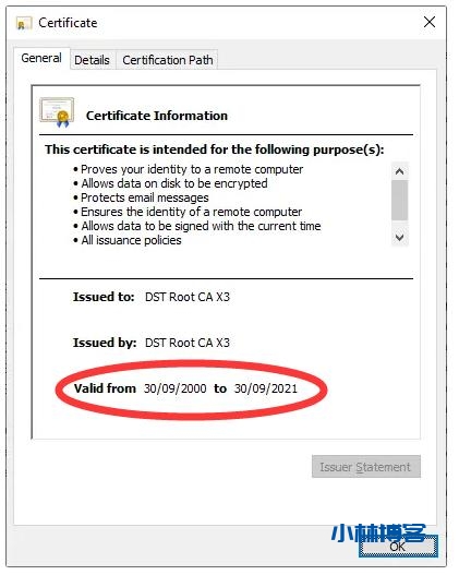 Let's Encrypt根证书不再信任,请及时更新 Let's Encrypt根证书不再信任,请及时更新